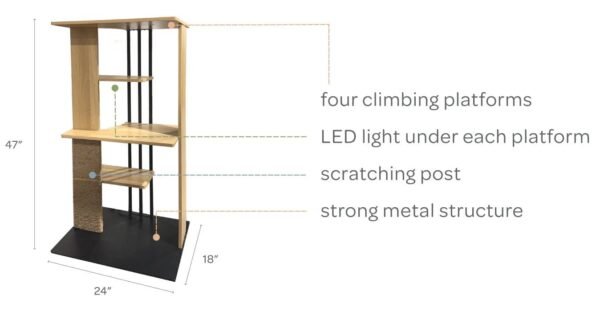 Modern Cat Tree with Scratching Post LED Lighting Perch Platforms - Image 3