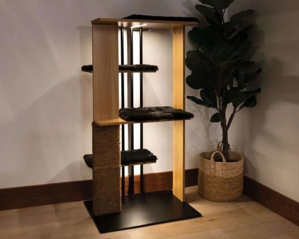 Modern Cat Tree with Scratching Post LED Lighting Perch Platforms - Image 4